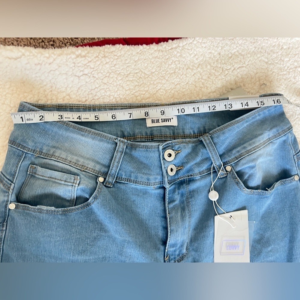 Blue Savvy Curvy Distressed Jeans with Rips - Picture 7 of 11